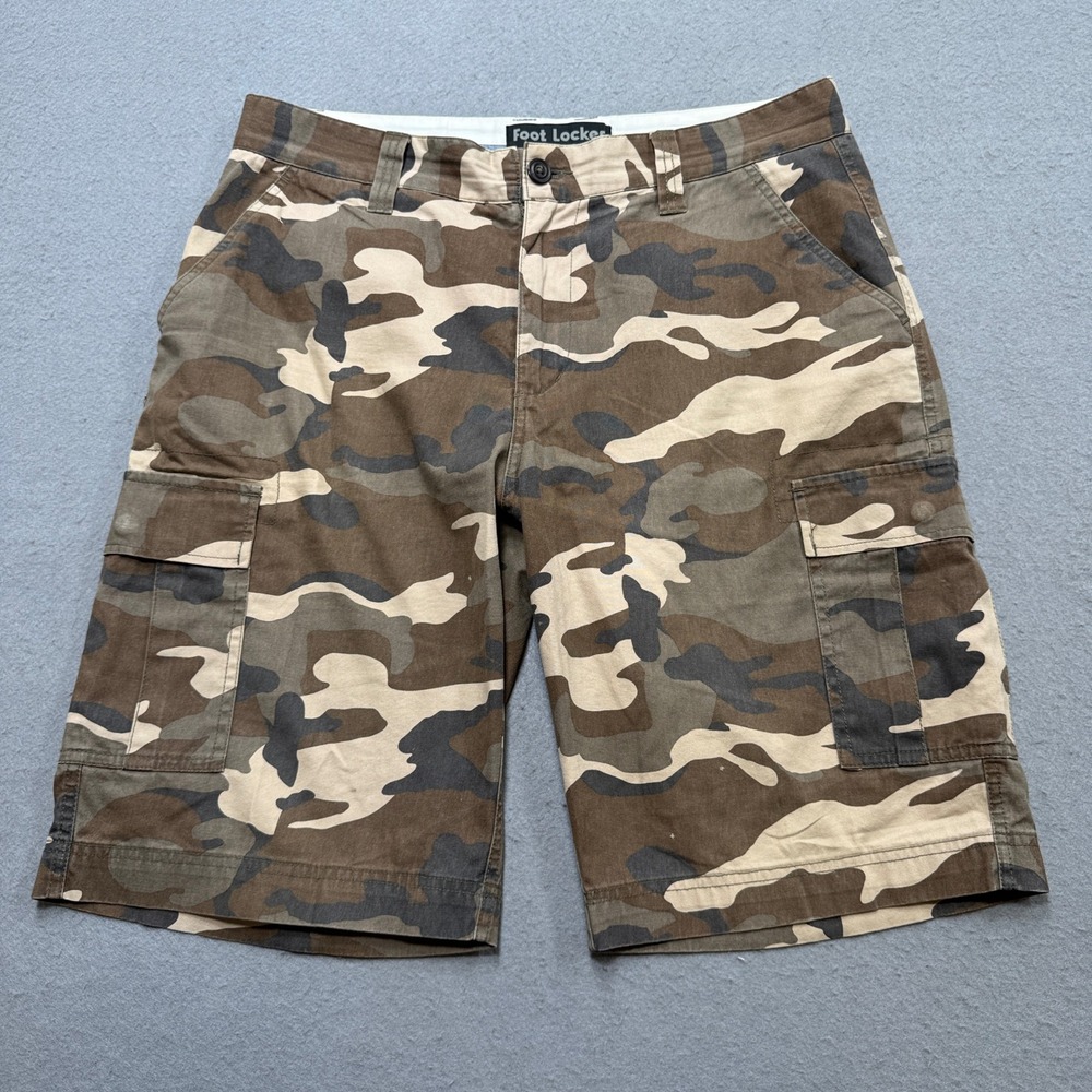 Foot Locker Cargo Shorts Men's 34 Brown Camo Relaxed Fit Cotton Utility Hunting